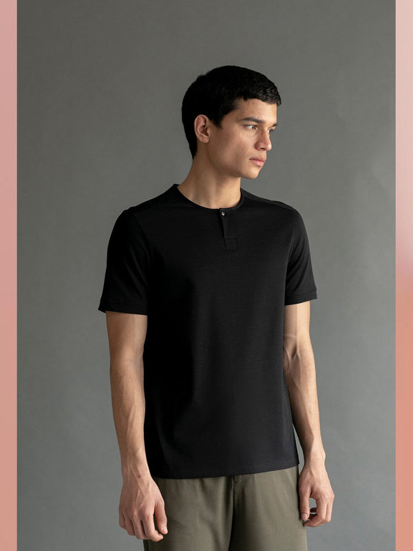 Perona   I   T-Shirt Polo Noah In Black - Shop Cult Modern