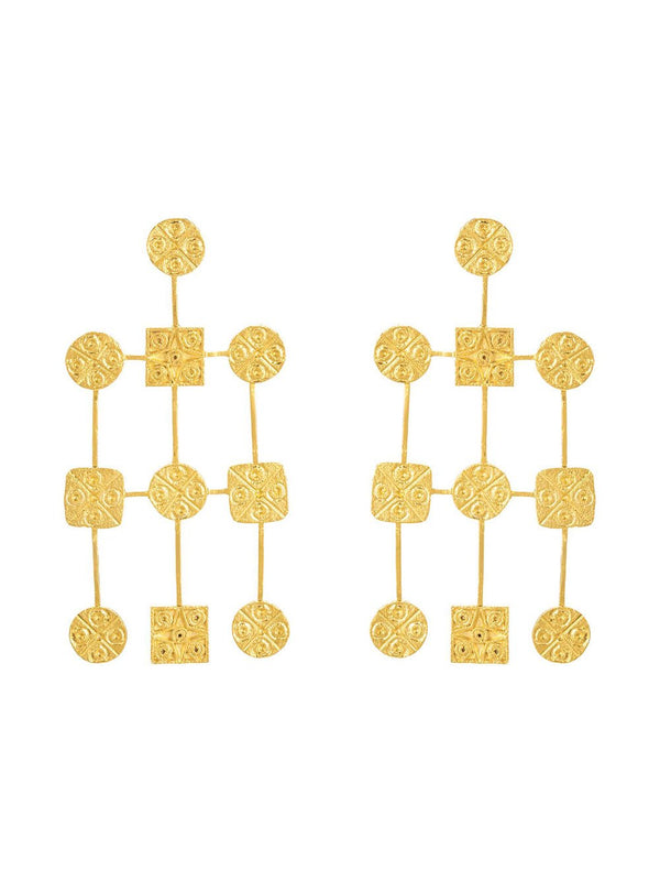Zohra   I   Earrings Cirsquare Seal Waterfall Handcrafted Gold Plated - Shop Cult Modern