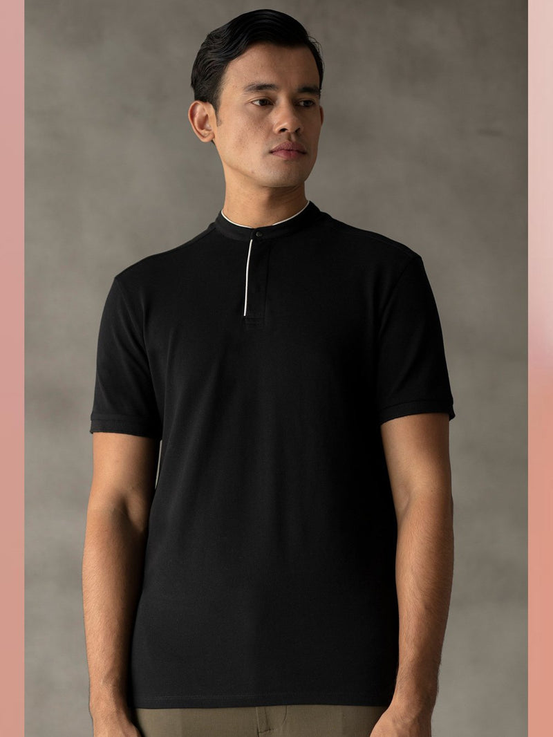 Perona   I   T-Shirt Polo Hardy In Black - Shop Cult Modern