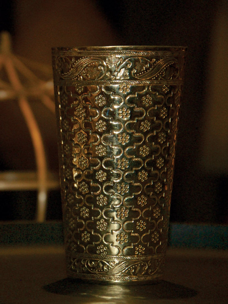 Anantaya   I   Nafees Lassi Glass Jaal Brass - Shop Cult Modern