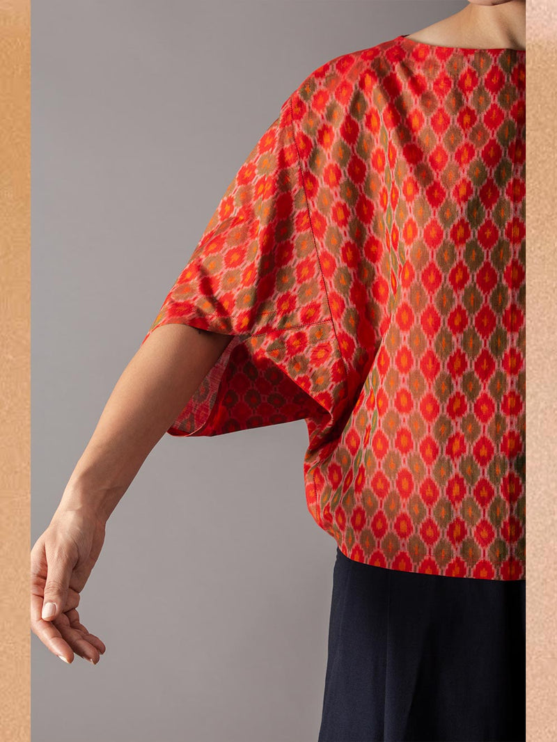 SUKETDHIR   I   SD Patang Top | Silk Ikat | Red - Shop Cult Modern
