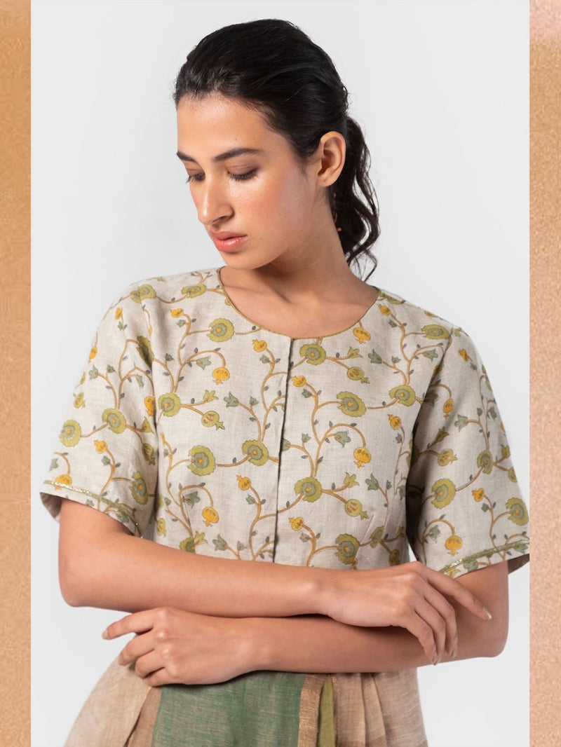 Anavila  I   basil-floral-summer-blouse - Shop Cult Modern