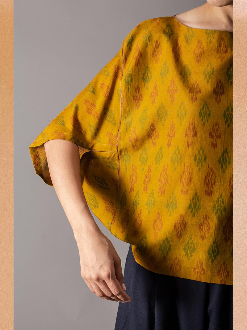 SUKETDHIR   I   SD Patang Top | Silk Ikat | Mustard - Shop Cult Modern