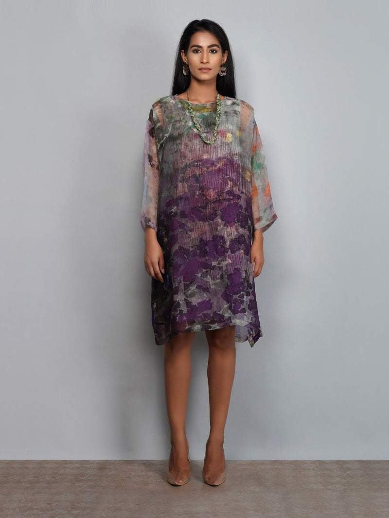 Yavi   I   Printed Organza Silk Dress With Printed Cotton Slip - Shop Cult Modern
