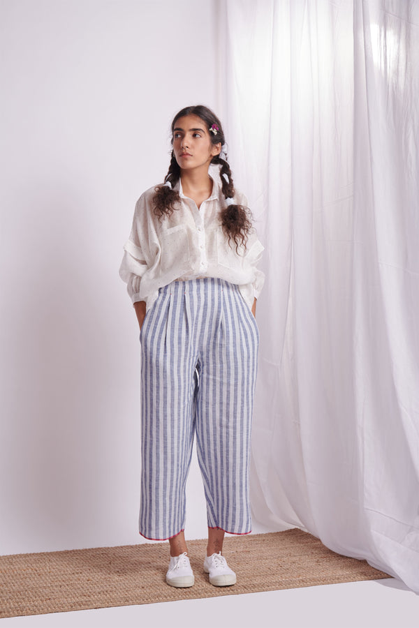 The Plavate I Voronki Hang Loose Co-ord Set Linen Blue Stripe Daily Collection AW22-14 - Shop Cult Modern