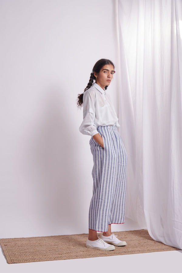 The Plavate I Barvikha Comfy in my skin Co-ord Set Silk Linen Blue Stripe Daily Collection AW22-14 - Shop Cult Modern