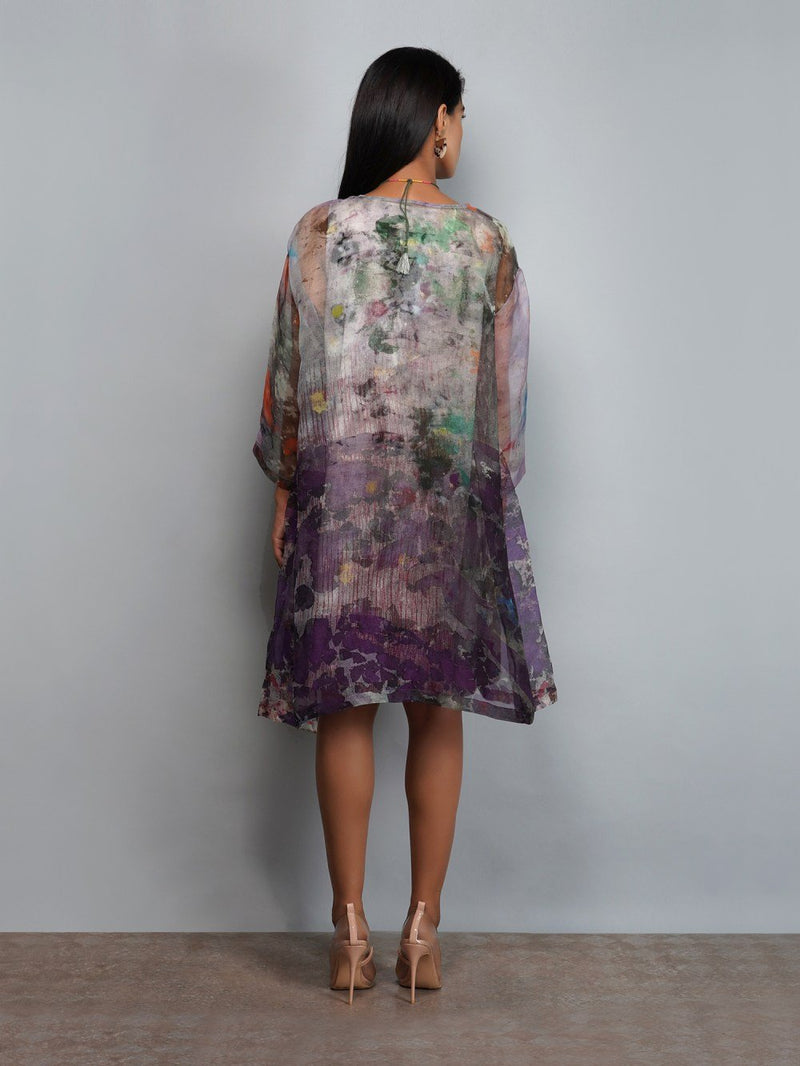 Yavi   I   Printed Organza Silk Dress With Printed Cotton Slip - Shop Cult Modern