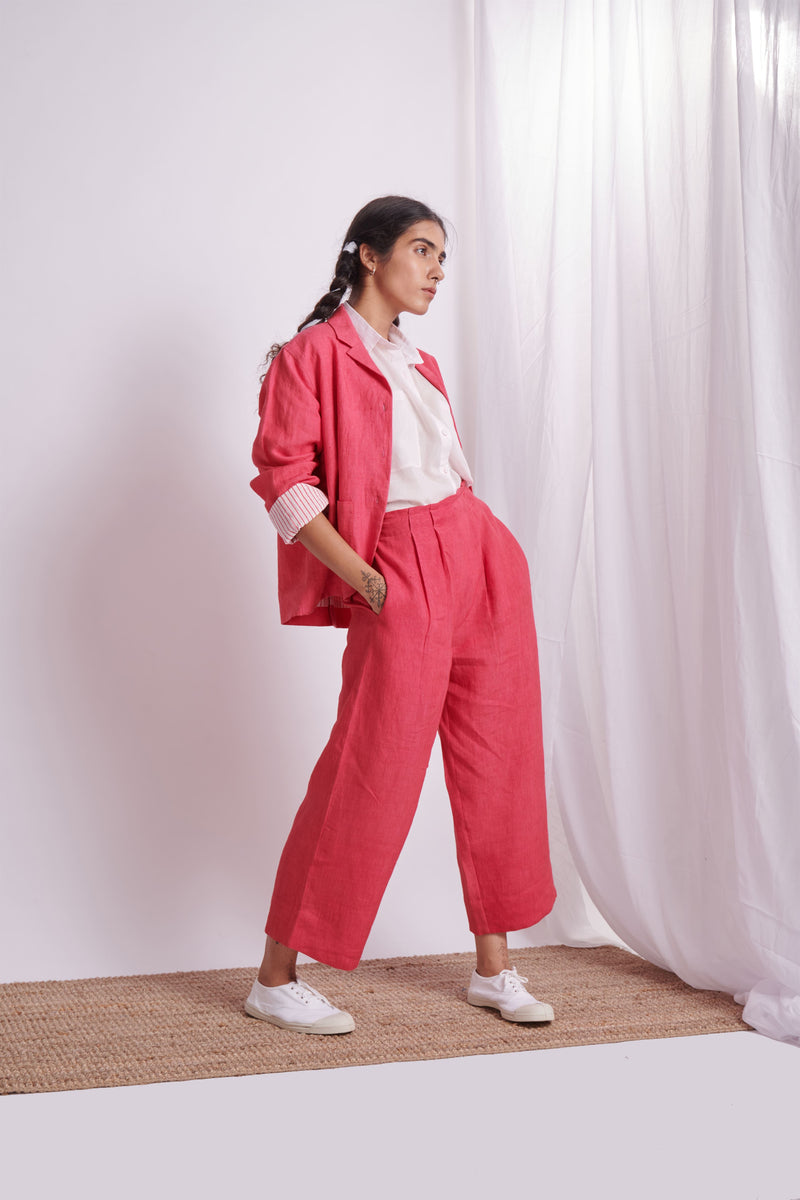 The Plavate I Khimki Letâ€™s not go anywhere Co- ord Set Linen Raspberry Daily Collection AW22-14 - Shop Cult Modern