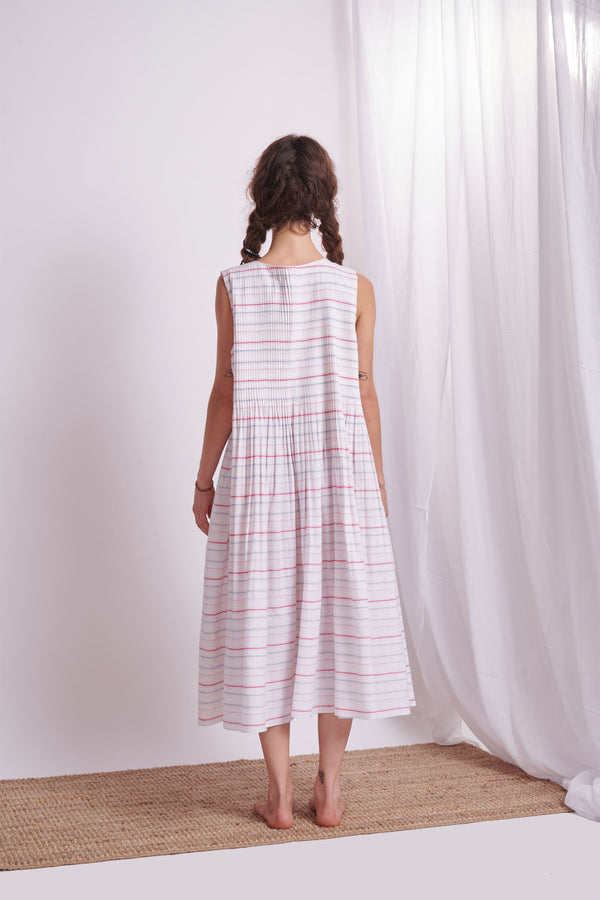 The Plavate I Uspenskoye Donâ€™t disturb Iâ€™m reading dress Cotton Pink Red Stripes Daily Collection AW22-02 - Shop Cult Modern