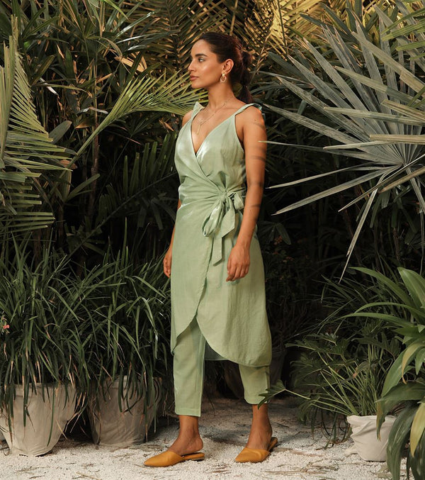 Khara Kapas   -   Always And Forever  Green wrap Co ord set - Another Day in Paradise - Shop Cult Modern
