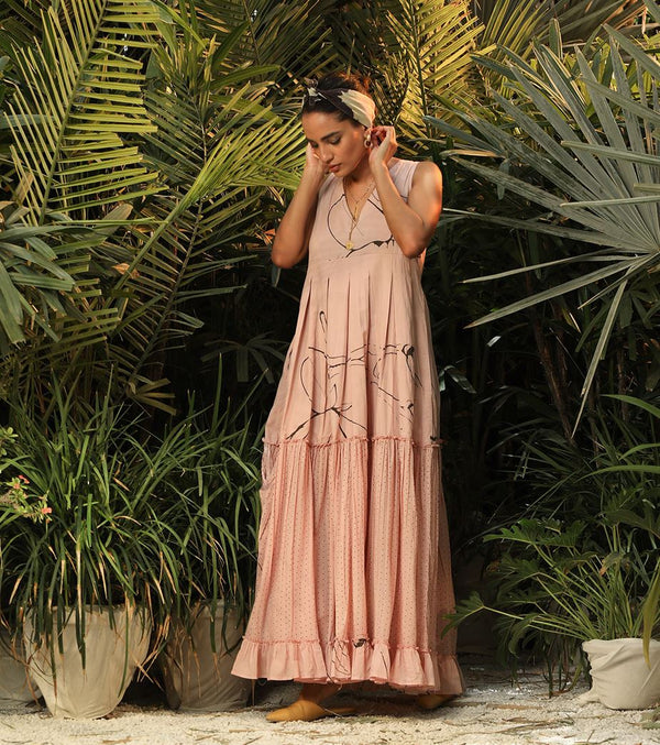 Khara Kapas   -   Whispering Winds Pink floral tiered dress - Another Day in Paradise - Shop Cult Modern