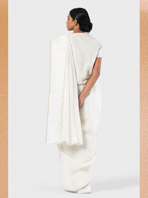 Anavila  I   linen-slub-detail-sari - Shop Cult Modern
