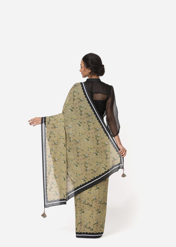 Yam   I   Perakh-Khaki Sari - Shop Cult Modern