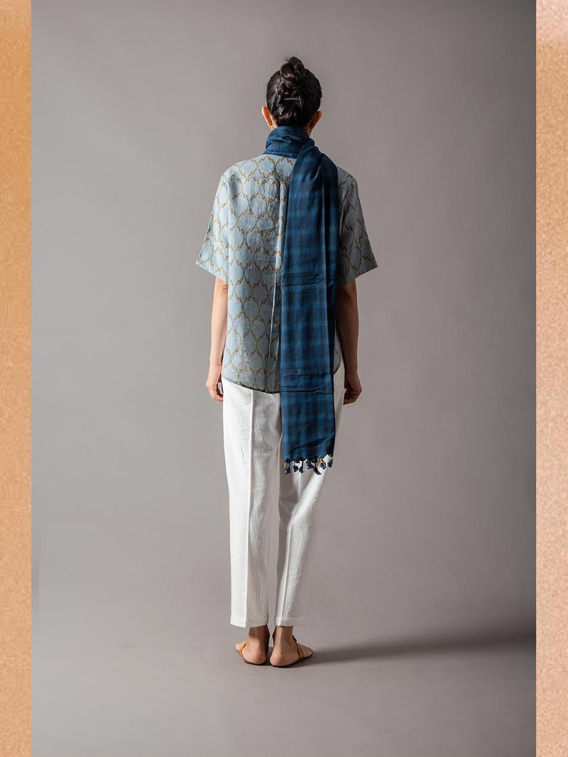 SUKETDHIR   I   SD High Low Bush Shirt | Linen | M Cloud Mithoo Jaal - Shop Cult Modern