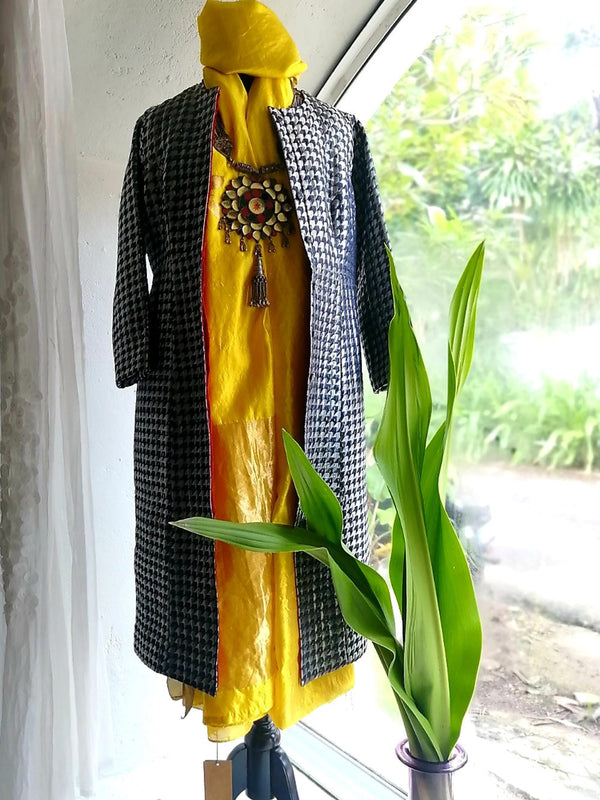Raw Mango - jacket-silk-brocade-silk-brocade-black-silver - Shop Cult Modern