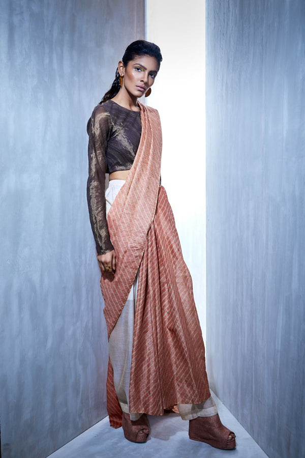 Urvashi Kaur   I   Leheriya Tissue Silk Saree - Shop Cult Modern