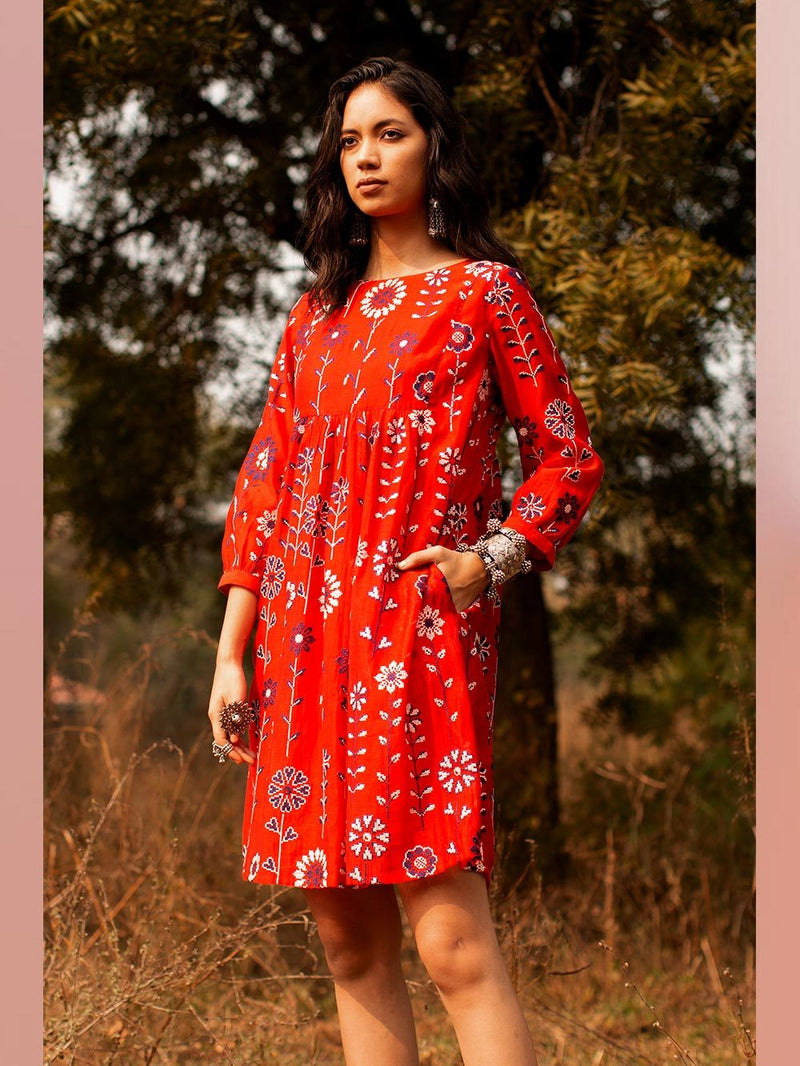 Payal Pratap   -   Dress Leslie  I  Short Dress With Embroidery All Over And Beads Detailing On Neck - Shop Cult Modern