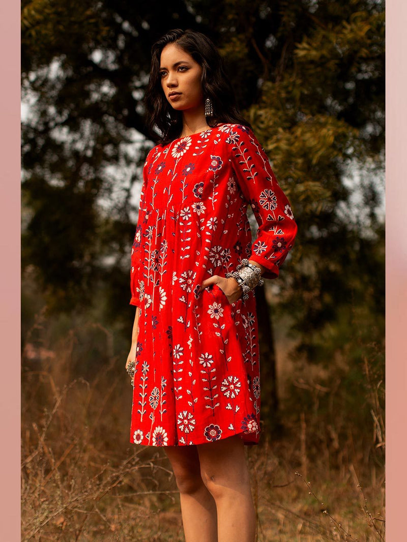 Payal Pratap   -   Dress Leslie  I  Short Dress With Embroidery All Over And Beads Detailing On Neck - Shop Cult Modern