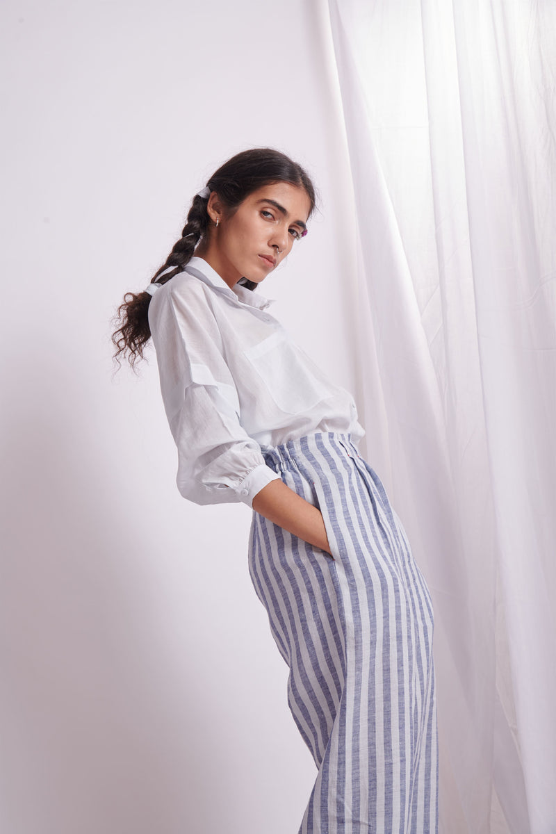 The Plavate I Myakinino Comfy in my skin Co-ord Set Silk Linen Blue Stripe Daily Collection AW22-27 - Shop Cult Modern