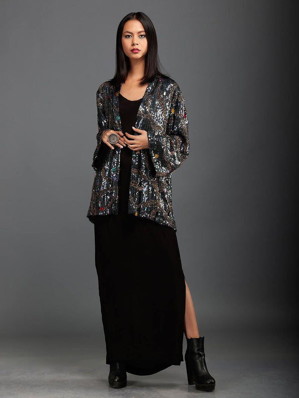 Sanskar by Sonam Dubal - Black Silk Cowl Dress - Shop Cult Modern