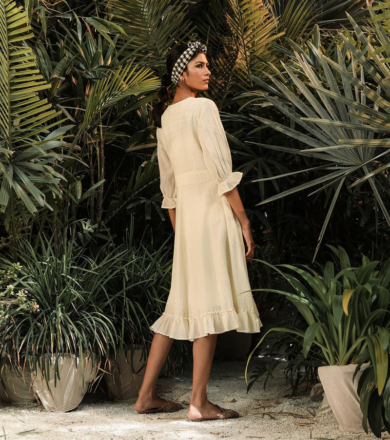 Khara Kapas   -   Little Egret White  midi dress - Another Day in Paradise - Shop Cult Modern