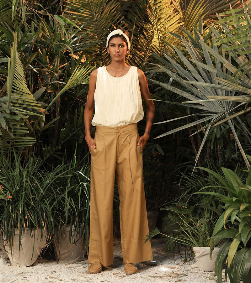 Khara Kapas   -   Lonesome Stranger  Beige straight pants' Lonesome Stranger  - Another Day in Paradise - Shop Cult Modern