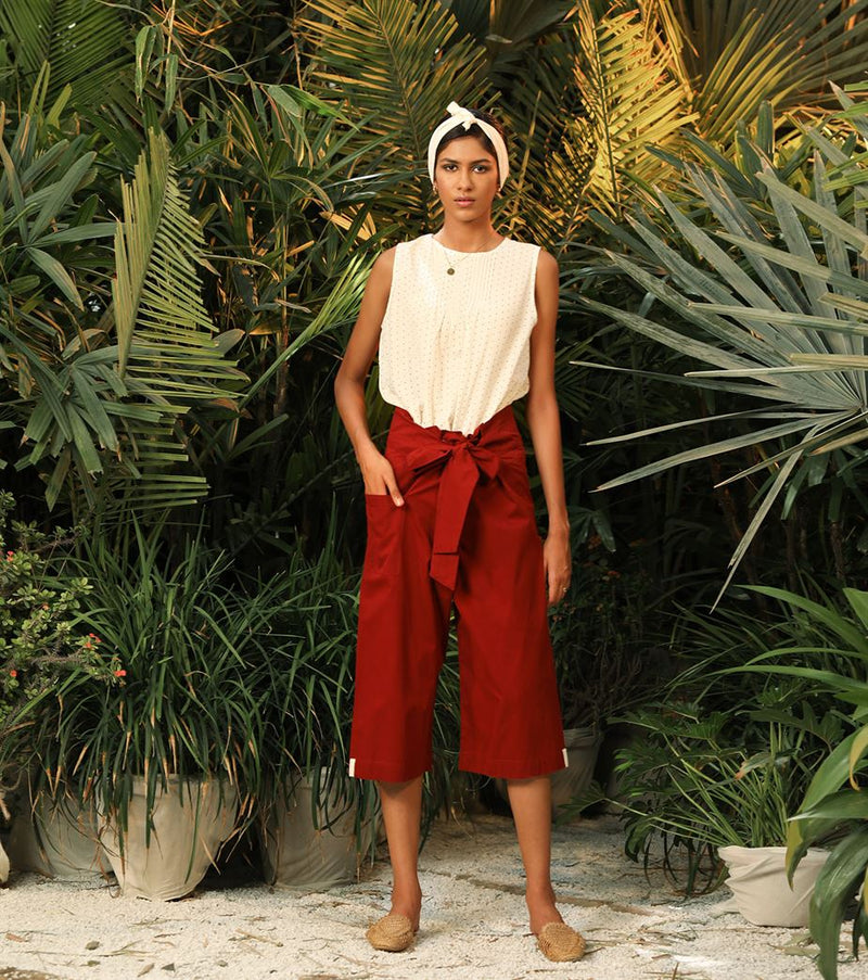 Khara Kapas   -   Magnetic Evenings Maroon cropped pants Magnetic Evenings - Another Day in Paradise - Shop Cult Modern