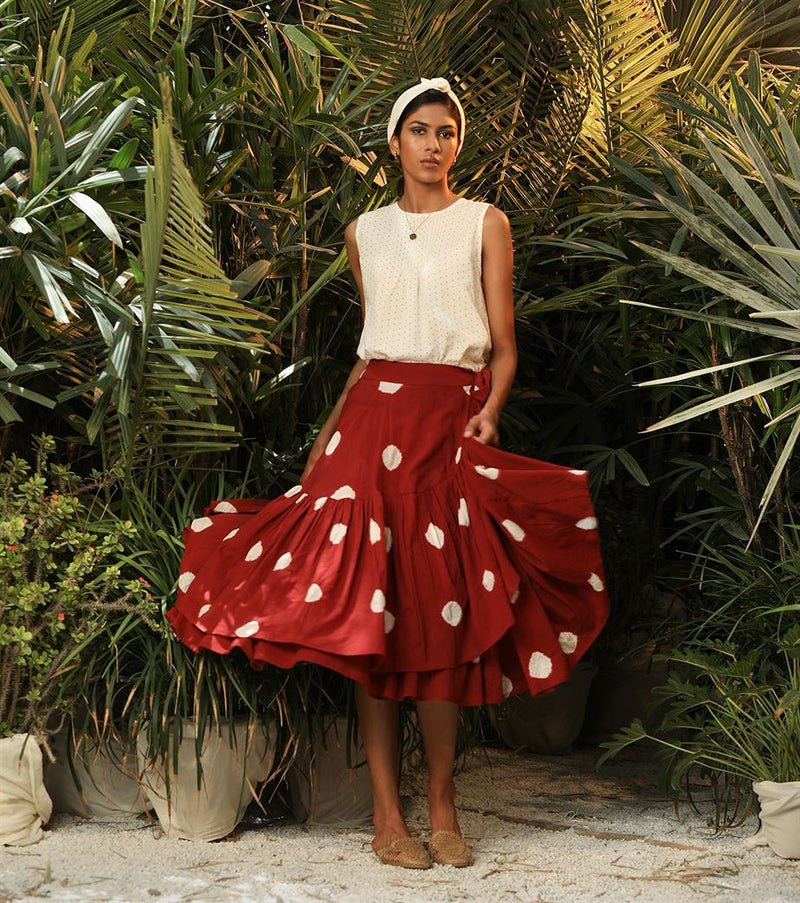 Khara Kapas   -   Deep red polka skirt Mushroom Head Deep red polka skirt Mushroom Head - Another Day in Paradise - Shop Cult Modern