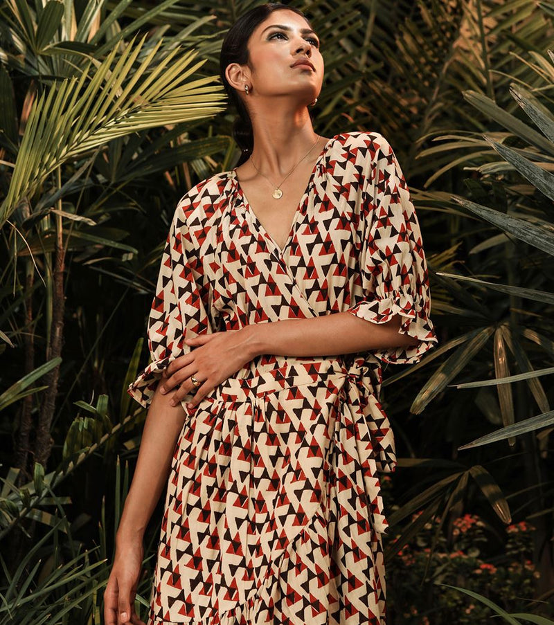 Khara Kapas   -   Tree Hugger Printed wrap dress - Another Day in Paradise - Shop Cult Modern