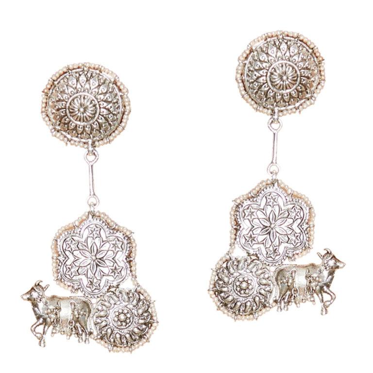 Sheetal Zaveri   I   Nandi Sar Earrings Hancrafted Earrings, Natural pearls used.  SZ-E51g - Shop Cult Modern