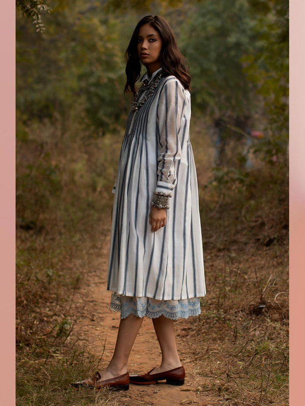Payal Pratap   -   Tunic Madlyn  I  Pleated Collared Tunic With Hand Detailing And An Inner Embroidered Slip - Shop Cult Modern