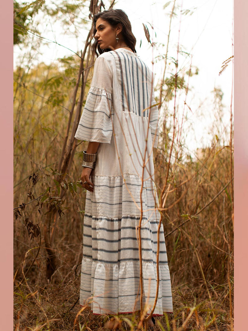 Payal Pratap   -   Dress Davis  I  Tiered Dress With Contrasting Yoke And Hand Detailing - Shop Cult Modern