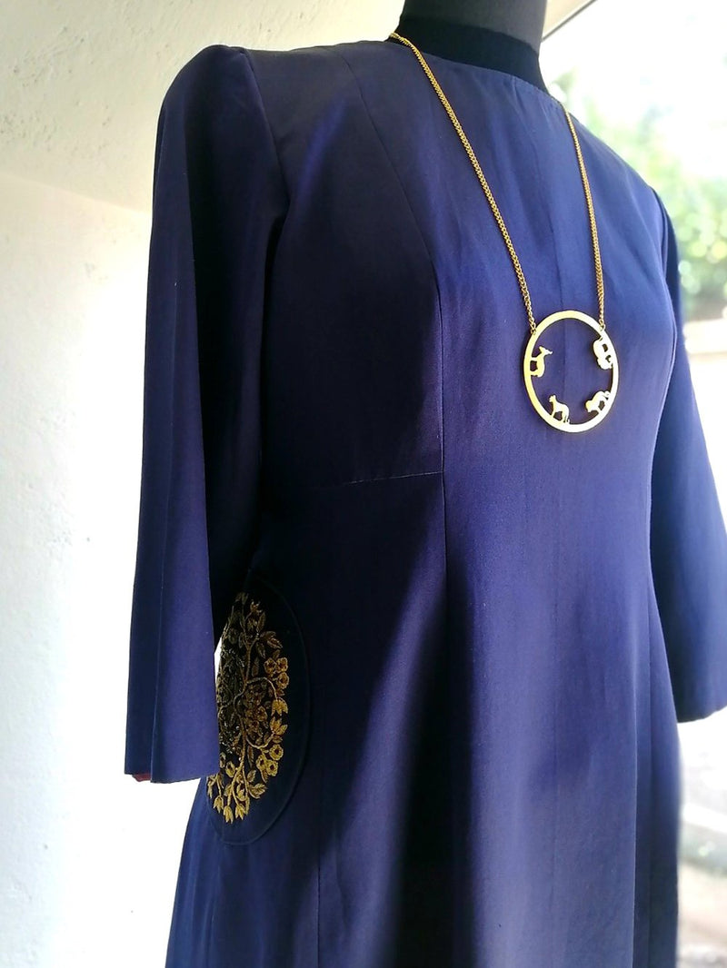 Raw Mango - kurta-sarea-angel-handwoven-silk-brocade-indigo - Shop Cult Modern