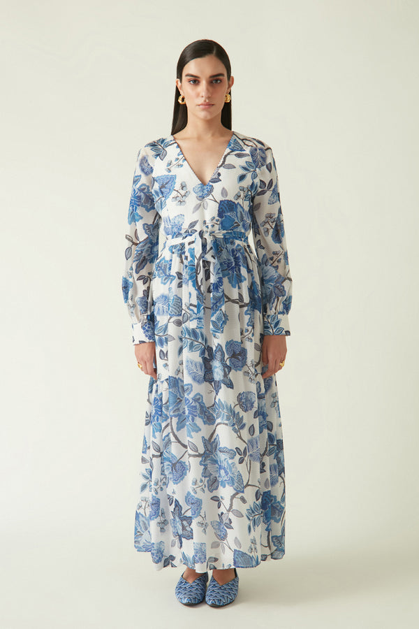 Rockefeller Holidays I  Gili Printed Dress Dobby Stripes White/Blue Java collection 4JV-118 - Shop Cult Modern