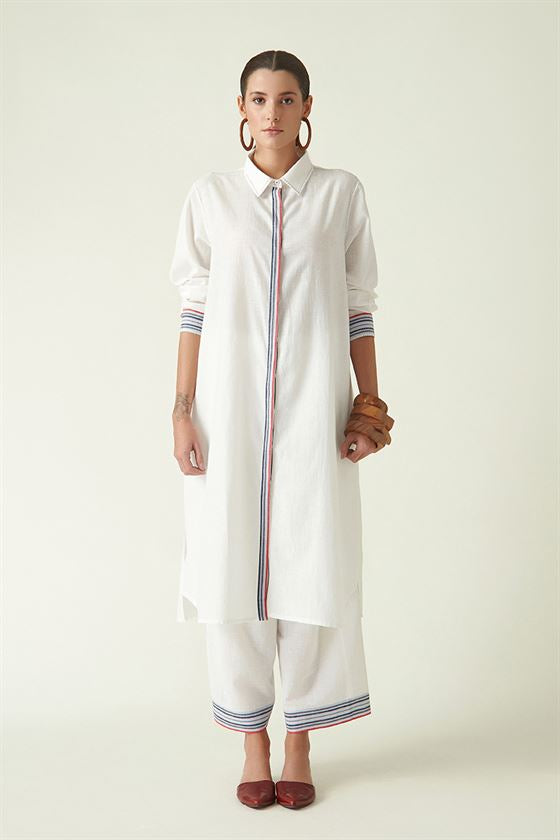 Payal Pratap   I   Bridle Path Vinson Collared Tunic Cotton Handloom Ecru Transition Edit 4SB-41 - Shop Cult Modern