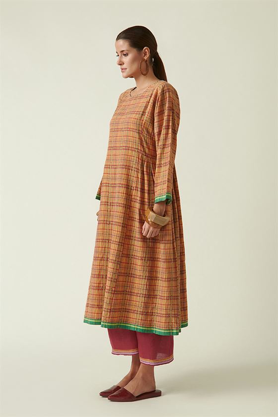 Payal Pratap   I   Winners Coprinus Panelled Dress Cotton Handloom Mustard Transition Edit 4T-12 - Shop Cult Modern