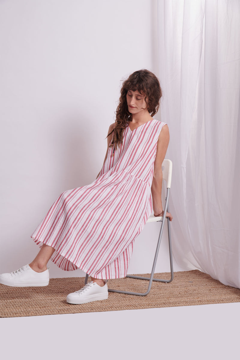 The Plavate I Monolit Iâ€™m on Vacation  Dress Cotton Red Stripes Daily Collection AW22-08 - Shop Cult Modern