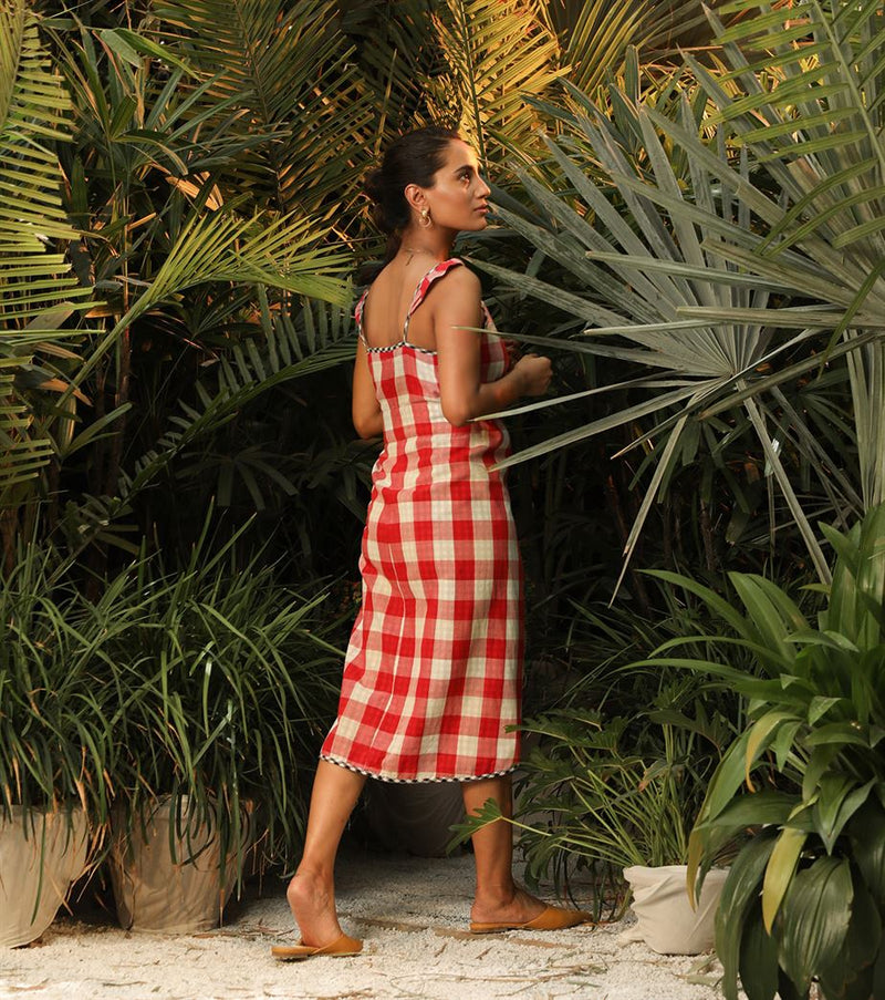 Khara Kapas   -   Cherie Red checkered wrap dress Cherie - Another Day in Paradise - Shop Cult Modern
