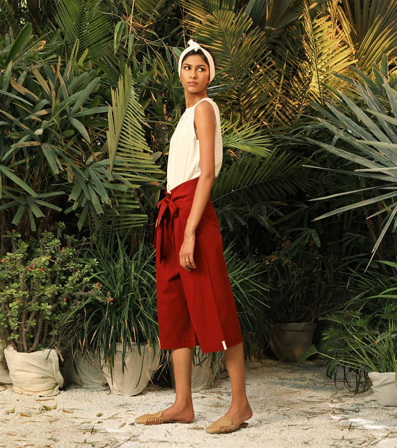 Khara Kapas   -   Magnetic Evenings Maroon cropped pants Magnetic Evenings - Another Day in Paradise - Shop Cult Modern
