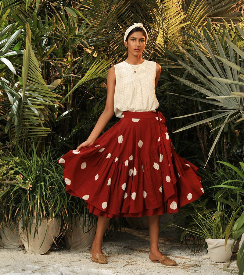 Khara Kapas   -   Deep red polka skirt Mushroom Head Deep red polka skirt Mushroom Head - Another Day in Paradise - Shop Cult Modern