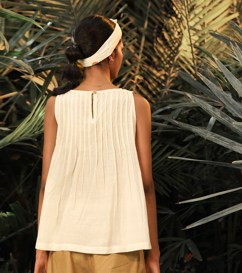 Khara Kapas   -   Tranquility White pleated top - Another Day in Paradise - Shop Cult Modern