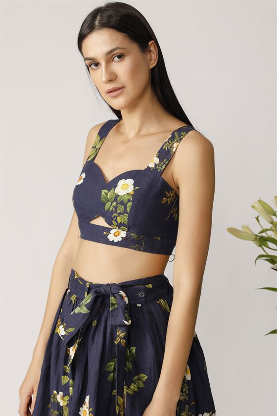 Payal Pratap   -   Navy Trellis Printed Palazzo   Morning Glory - Shop Cult Modern