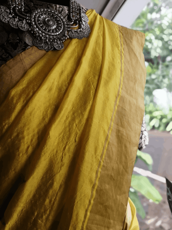 Raw Mango - sari-pakhi-handwoven-silk-yellow - Shop Cult Modern