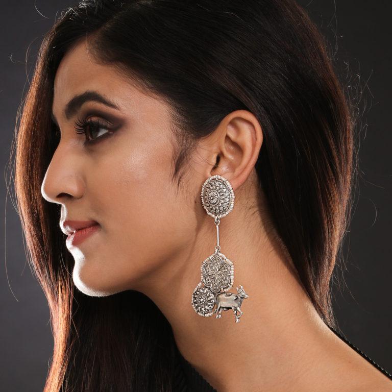 Sheetal Zaveri   I   Nandi Sar Earrings Hancrafted Earrings, Natural pearls used.  SZ-E51g - Shop Cult Modern