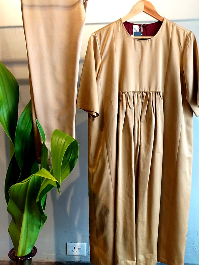 Raw Mango - dress-mehnaz-angel-handwoven-silk-beige - Shop Cult Modern