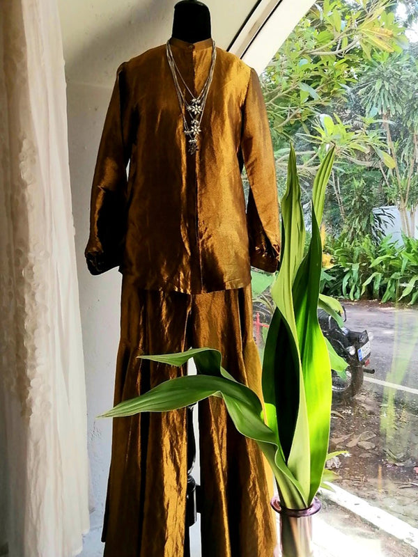 Raw Mango - shirt-erhi-handwoven-silk-twill-gold - Shop Cult Modern