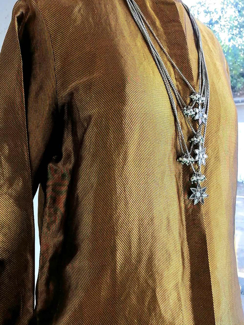 Raw Mango - shirt-erhi-handwoven-silk-twill-gold - Shop Cult Modern