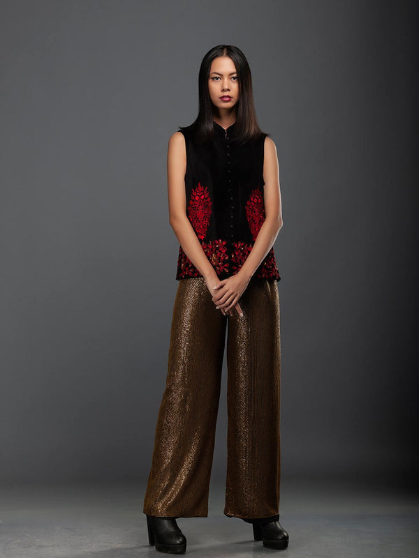 Sanskar by Sonam Dubal - Gold Sequins Embroidery Pants - Shop Cult Modern