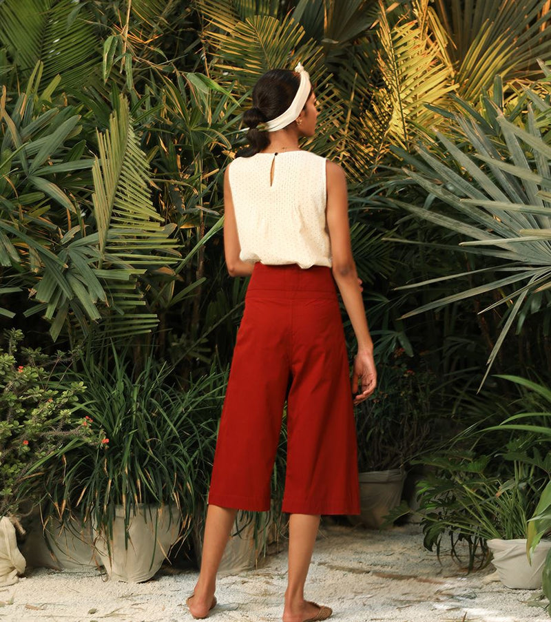 Khara Kapas   -   Magnetic Evenings Maroon cropped pants Magnetic Evenings - Another Day in Paradise - Shop Cult Modern