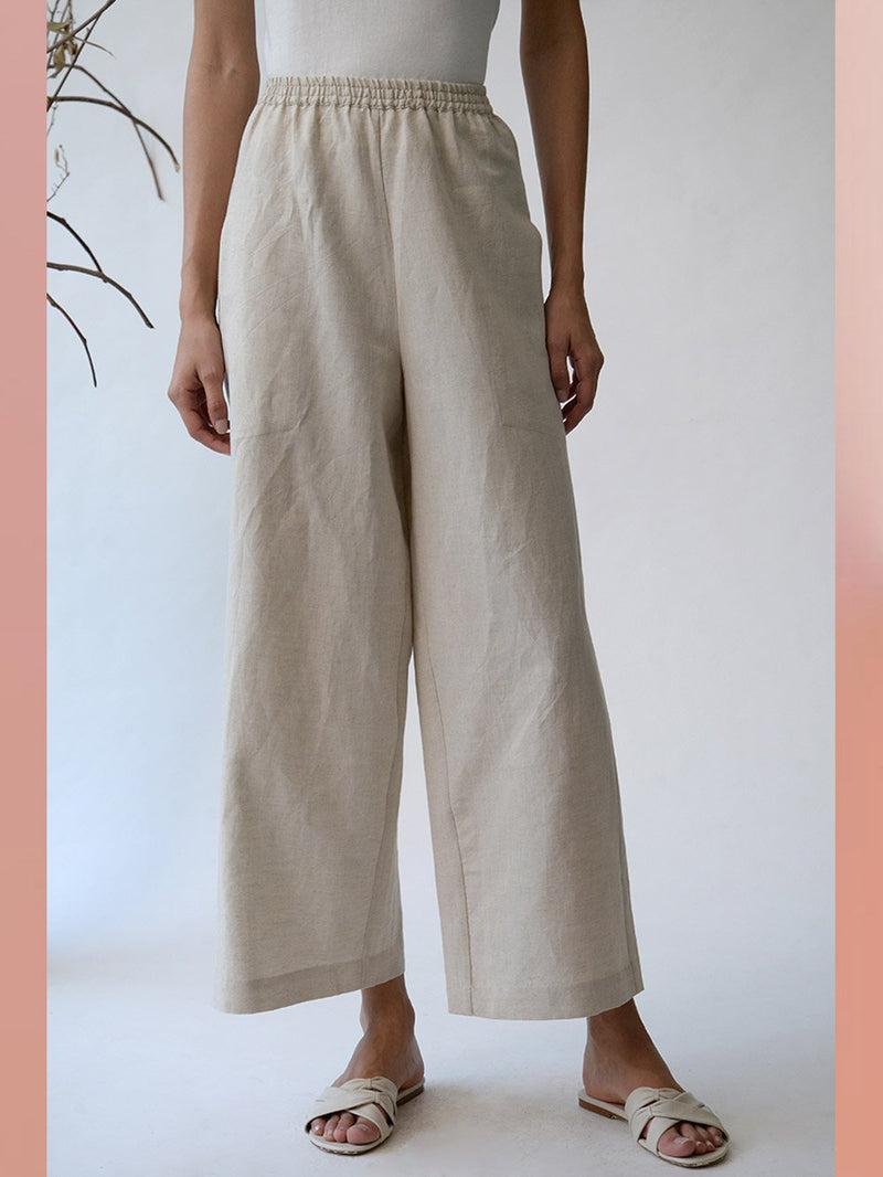 UMBAR by Payal Pratap   I   Palazzo Pants Topansar   I   Our Wide Leg Slightly Cropped Pants Are Elasticated For That Comfortable Fit And Are Cut Away From The Body For That Perfect Summer Day - Shop Cult Modern